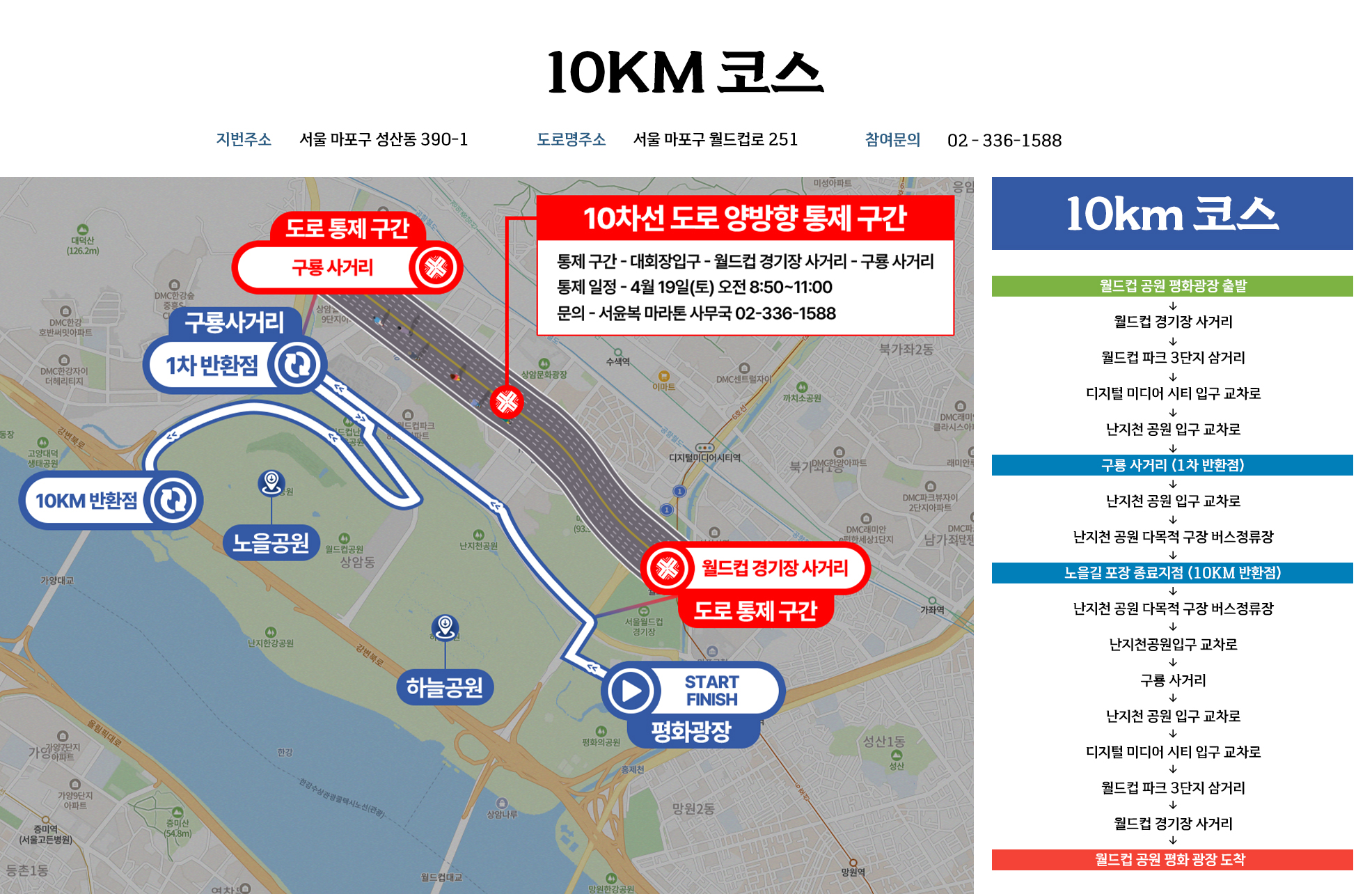마포 서윤복 마라톤 코스지도