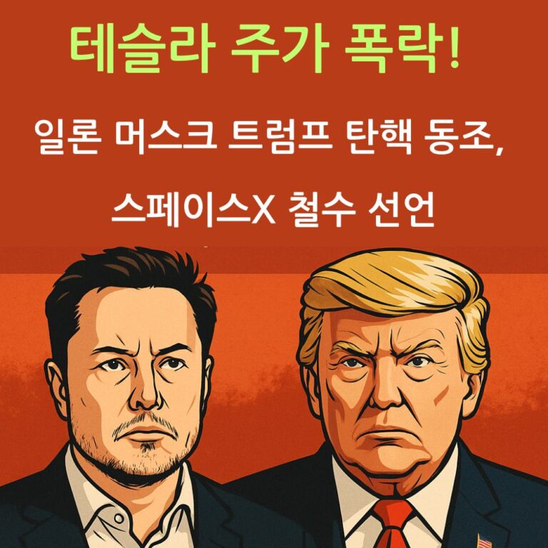 테슬라 주가 폭락! 일론 머스크 트럼프 탄핵 동조와 스페이스X 철수 선언