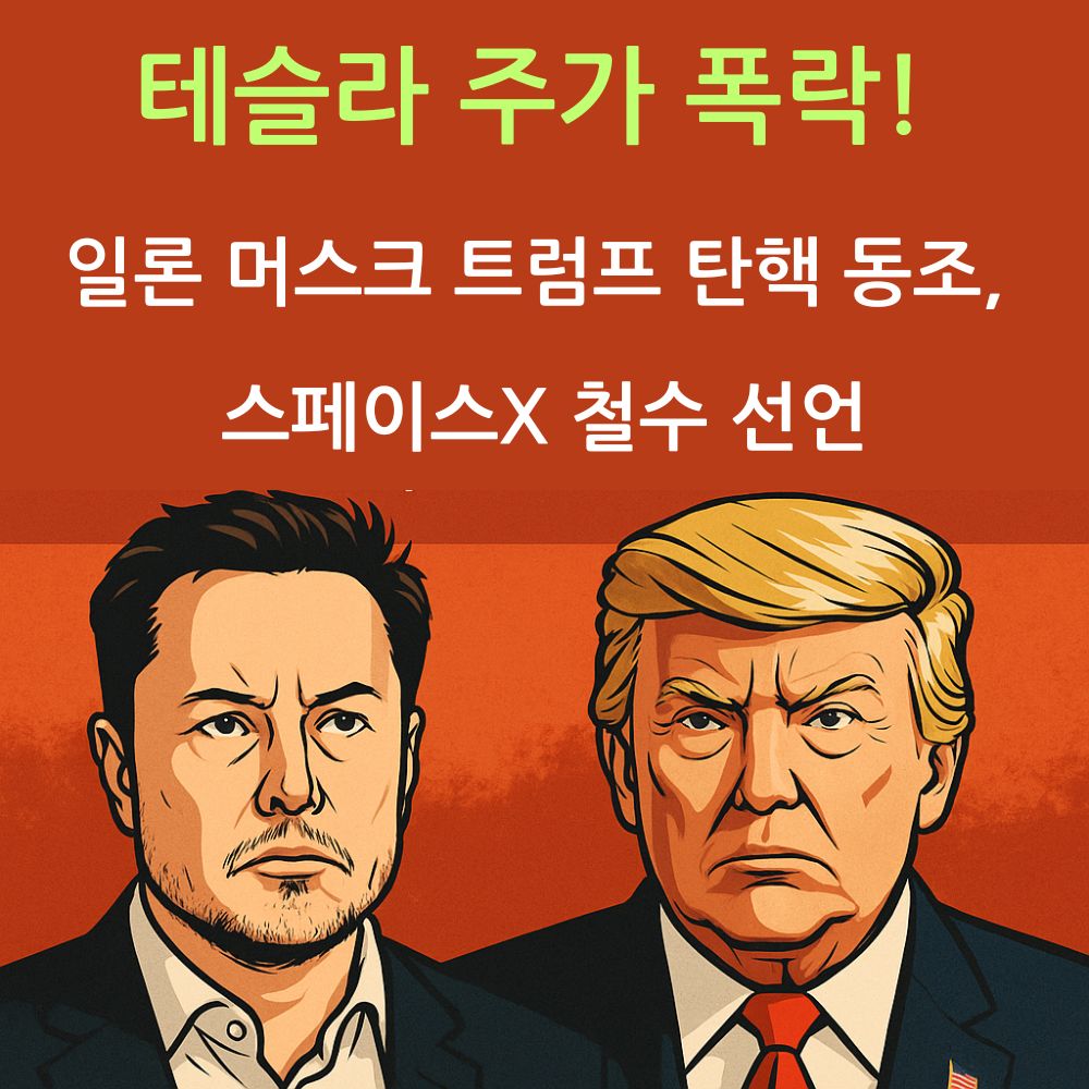 테슬라 주가 폭락! 일론 머스크 트럼프 탄핵 동조와 스페이스X 철수 선언