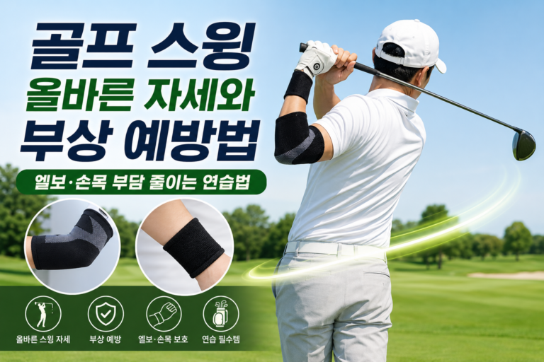 골프 스윙 자세 골프 엘보보호대 골프 손목보호대 골프 부상 예방 골프 연습 필수품