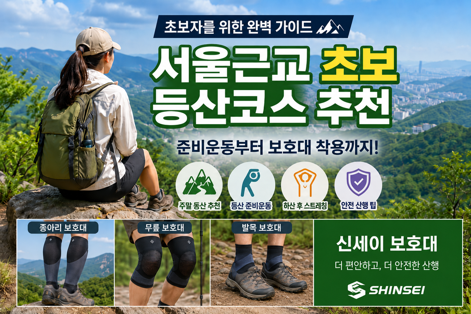 서울근교 초보 등산코스 주말 등산 추천 등산 준비운동 등산 무릎보호대 신세이 보호대