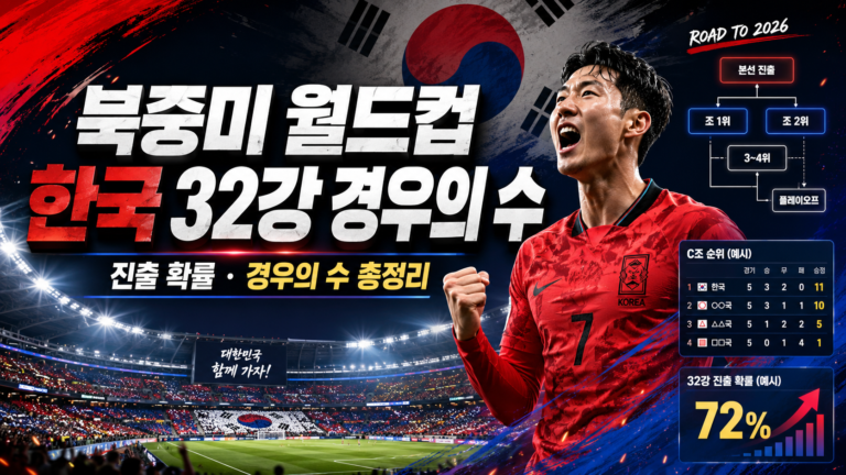 북중미 월드컵, 한국 32강, 월드컵 경우의 수, 한국 32강 진출 확률, 16강 진출 확정팀