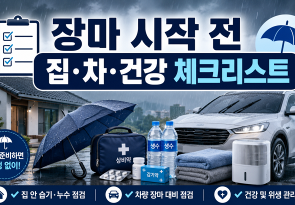 포커스 키워드: 장마 체크리스트, 장마 대비, 장마철 집 관리, 장마철 차량 점검, 폭우 침수 대피방법