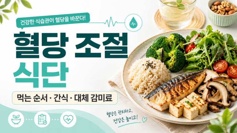 혈당 조절 식단, 혈당 스파이크 방지, 당뇨 식사 순서, 당뇨 간식 추천, 설탕 대체 감미료