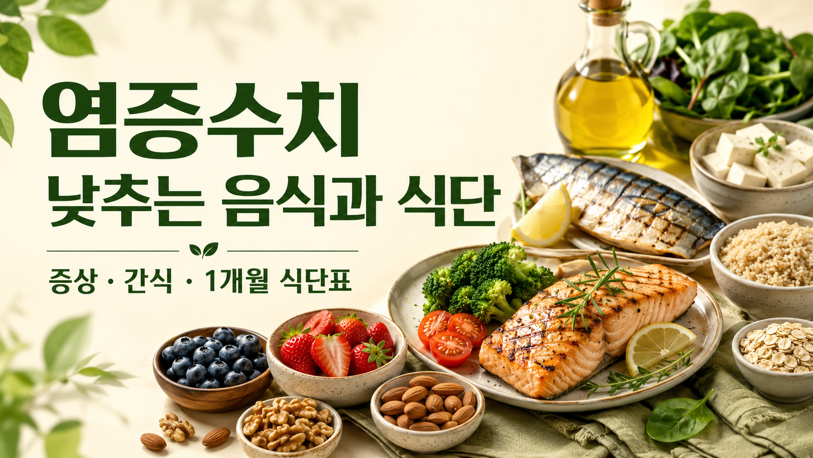 염증수치 낮추는 음식, 염증수치 낮추는 식단, 염증수치 높을 때 증상, 항염 식단, 염증에 좋은 간식