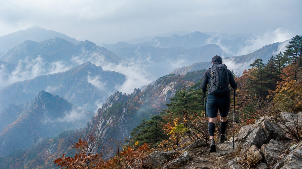 월악산 등산 중 착용한 종아리보호대